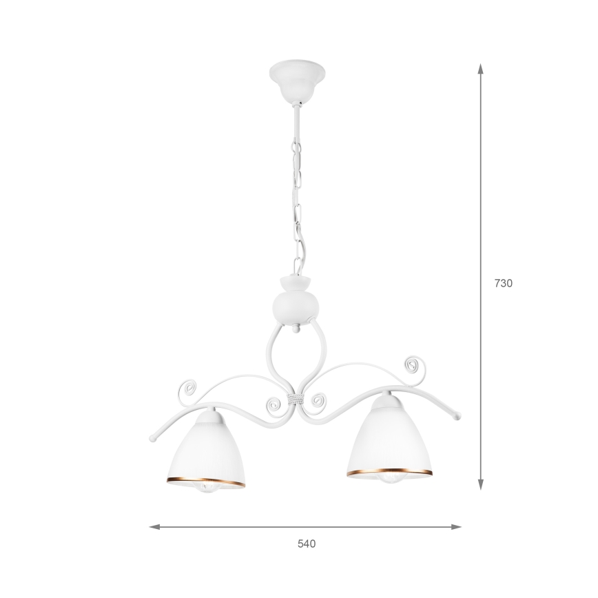 Luster na lancu RETRO 2xE27/60W/230V mat bela