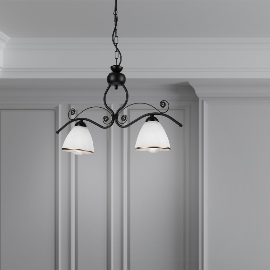 Luster na lancu RETRO 2xE27/60W/230V matirana crno