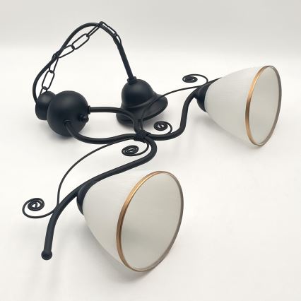 Luster na lancu RETRO 2xE27/60W/230V matirana crno
