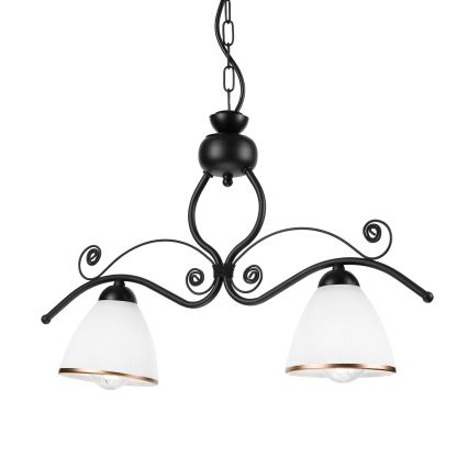 Luster na lancu RETRO 2xE27/60W/230V matirana crno