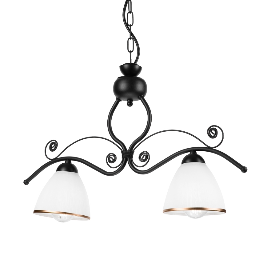 Luster na lancu RETRO 2xE27/60W/230V matirana crno
