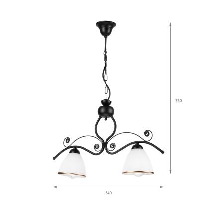 Luster na lancu RETRO 2xE27/60W/230V matirana crno