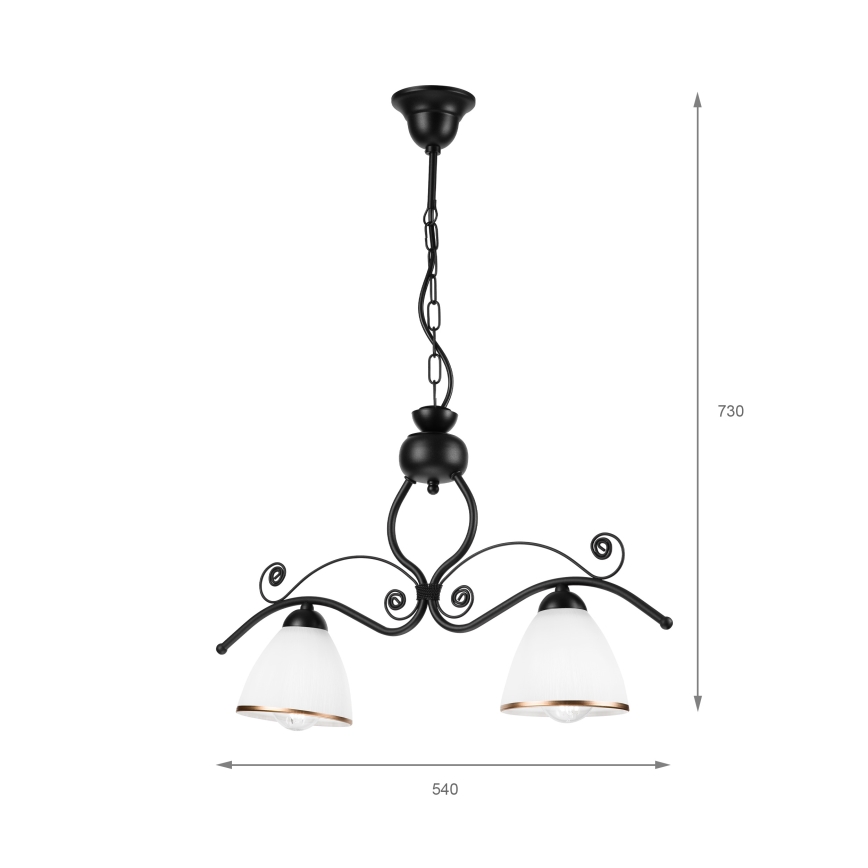 Luster na lancu RETRO 2xE27/60W/230V matirana crno