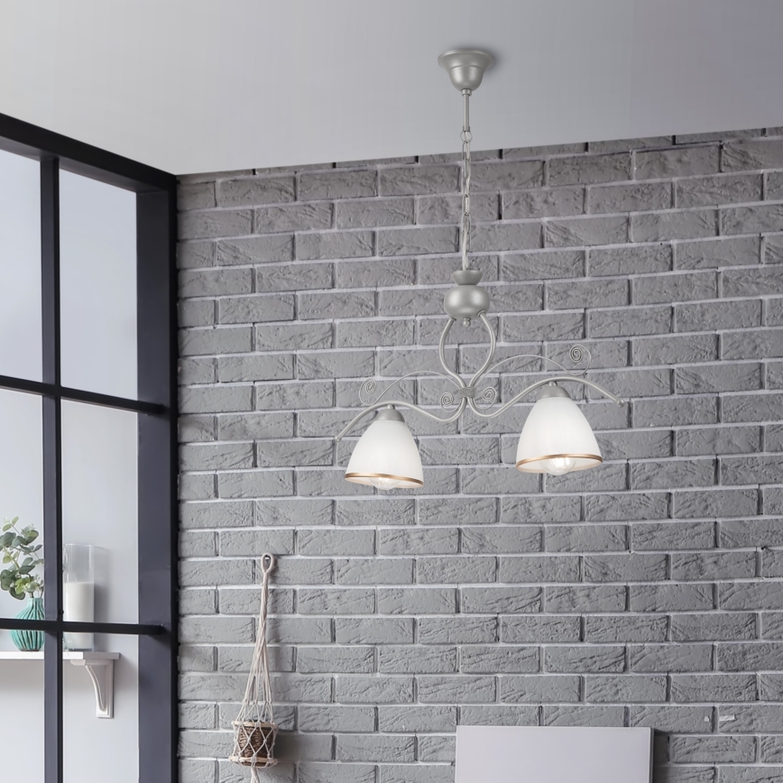 Luster na lancu RETRO 2xE27/60W/230V srebrno