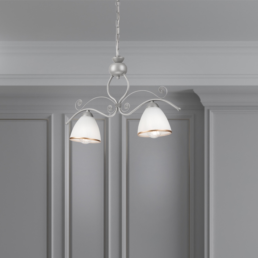 Luster na lancu RETRO 2xE27/60W/230V srebrno