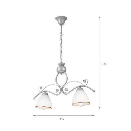 Luster na lancu RETRO 2xE27/60W/230V srebrno