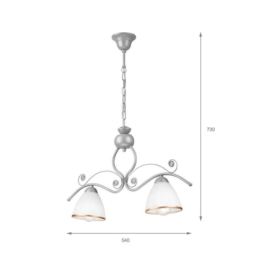 Luster na lancu RETRO 2xE27/60W/230V srebrno