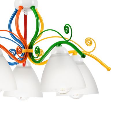 Luster na lancu RETRO 5xE27/60W/230V bela/šarena