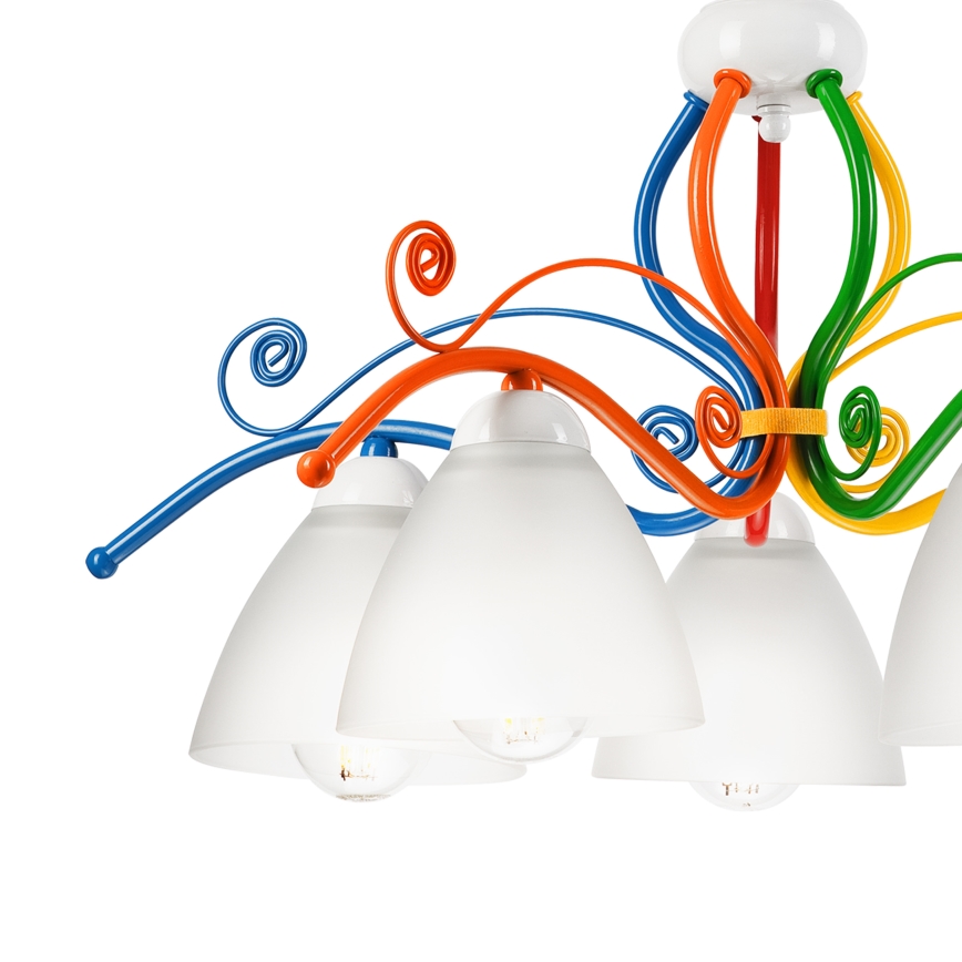 Luster na lancu RETRO 5xE27/60W/230V bela/šarena