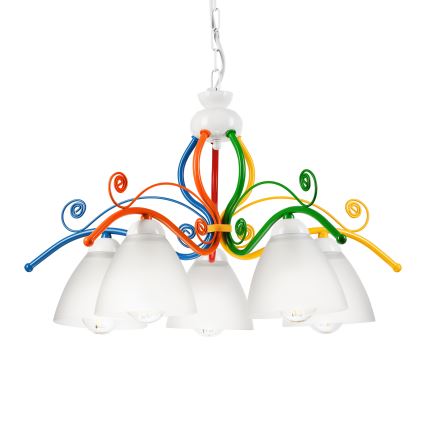 Luster na lancu RETRO 5xE27/60W/230V beli/šaren