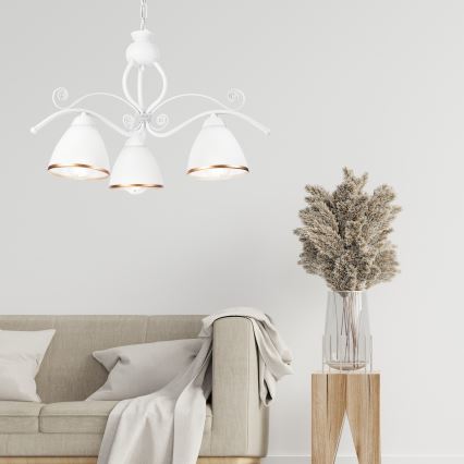 Luster na lancu RETRO II 3xE27/60W/230V bela