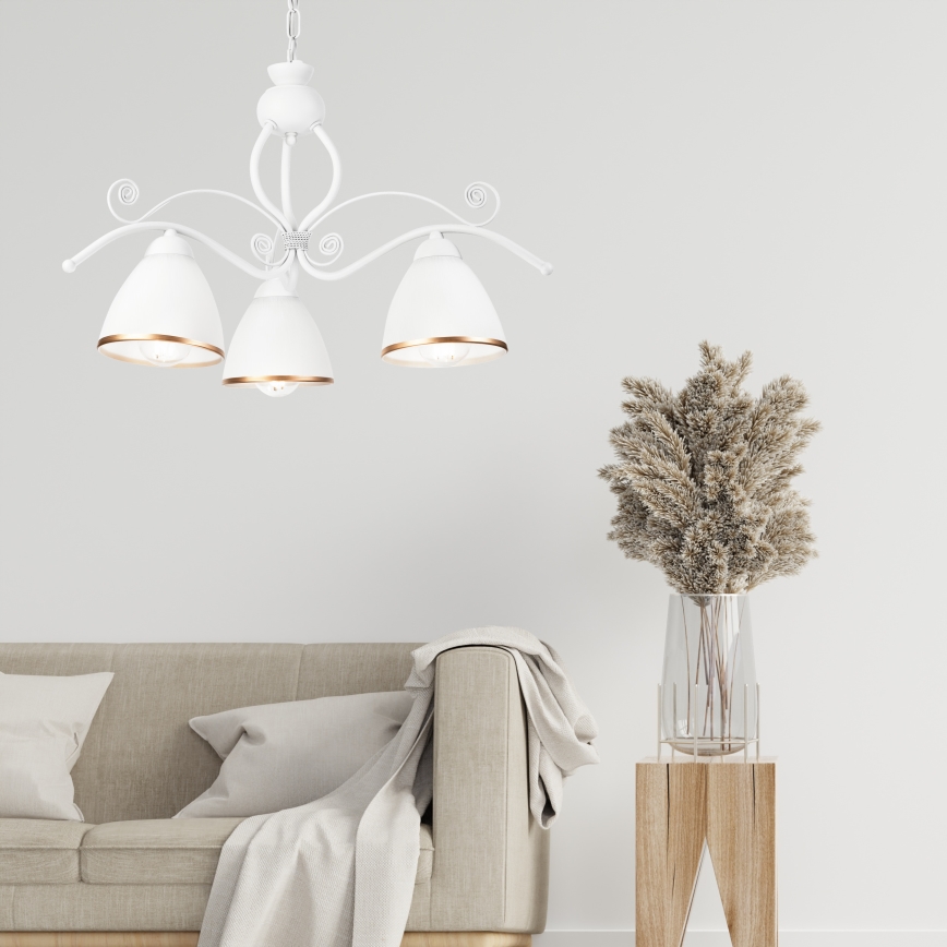 Luster na lancu RETRO II 3xE27/60W/230V bela