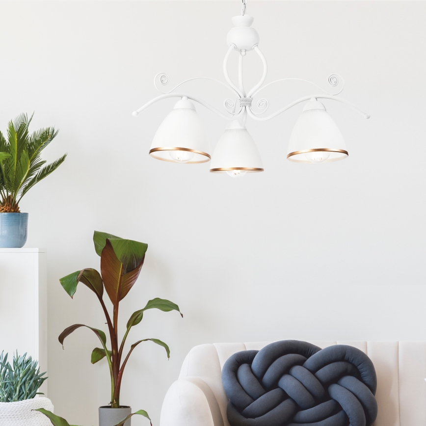 Luster na lancu RETRO II 3xE27/60W/230V bela