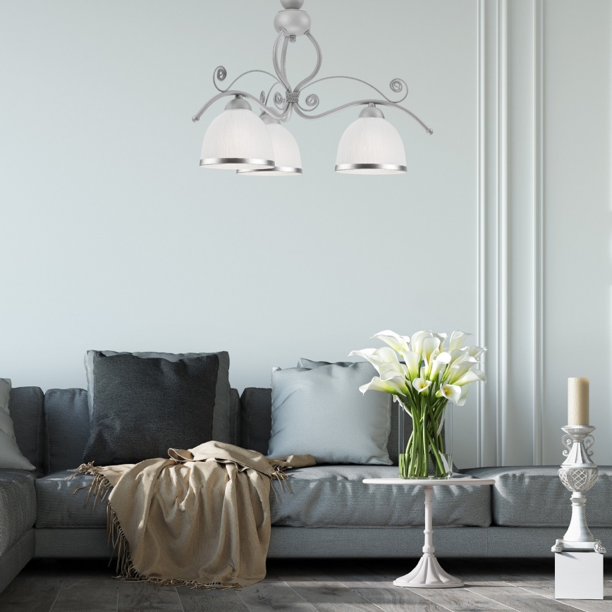 Luster na lancu RETRO II 3xE27/60W/230V srebrno