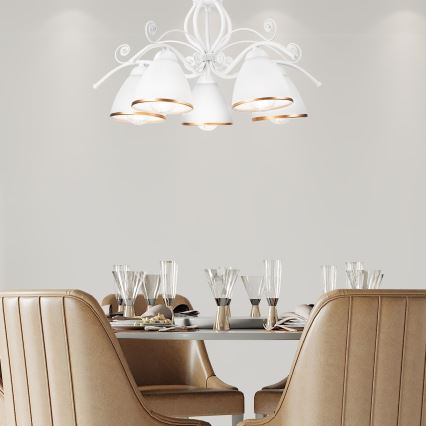 Luster na lancu RETRO II 5xE27/60W/230V bela