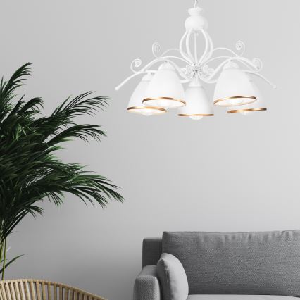 Luster na lancu RETRO II 5xE27/60W/230V bela