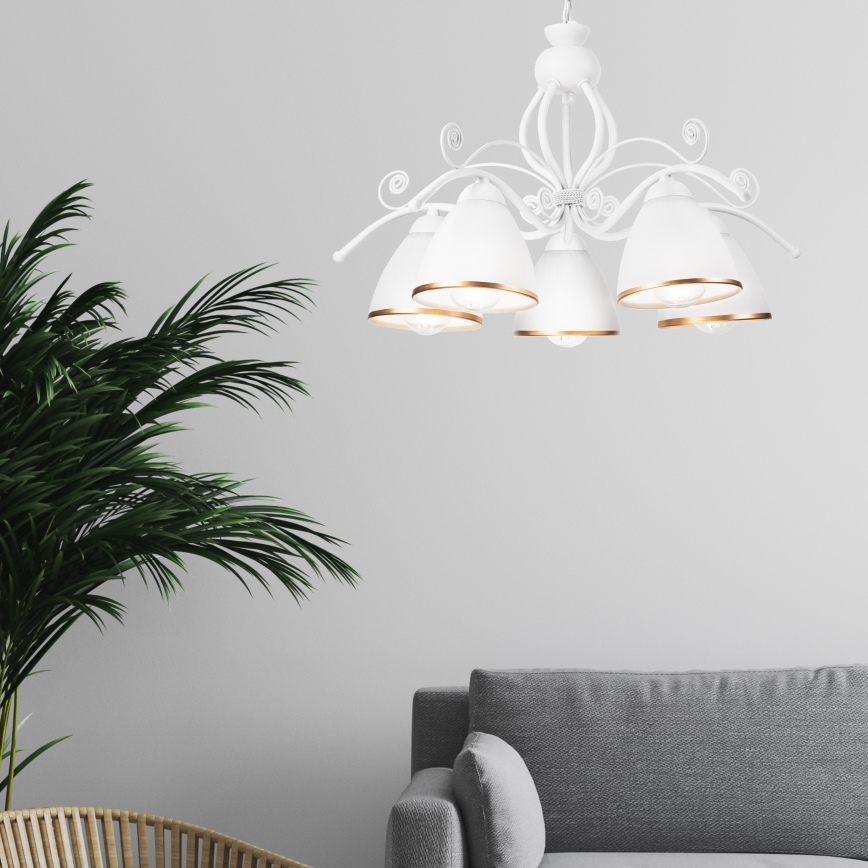 Luster na lancu RETRO II 5xE27/60W/230V bela