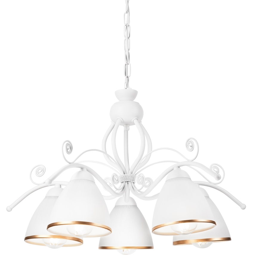 Luster na lancu RETRO II 5xE27/60W/230V bela