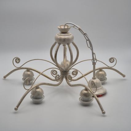 Luster na lancu RETRO II 5xE27/60W/230V bela patina