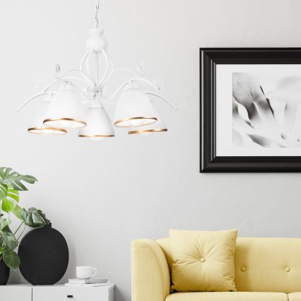 Luster na lancu RETRO II 5xE27/60W/230V beo