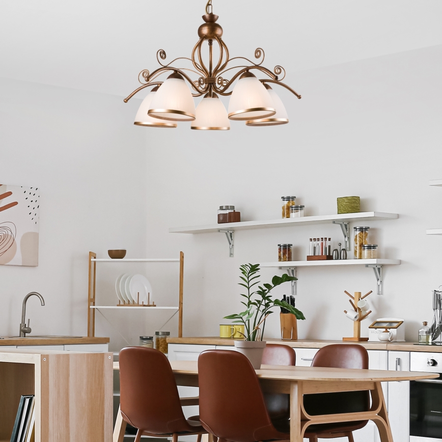 Luster na lancu RETRO II 5xE27/60W/230V bronz patina