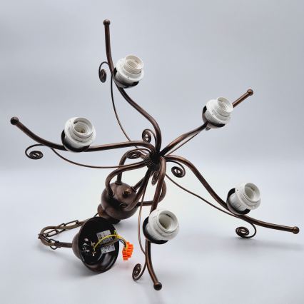 Luster na lancu RETRO II 5xE27/60W/230V bronz patina