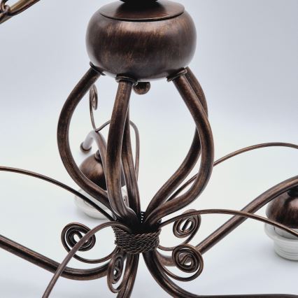 Luster na lancu RETRO II 5xE27/60W/230V bronz patina