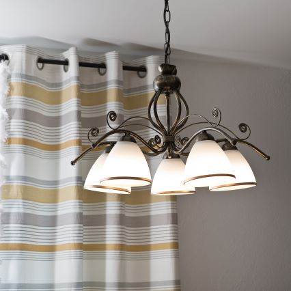 Luster na lancu RETRO II 5xE27/60W/230V crna patina