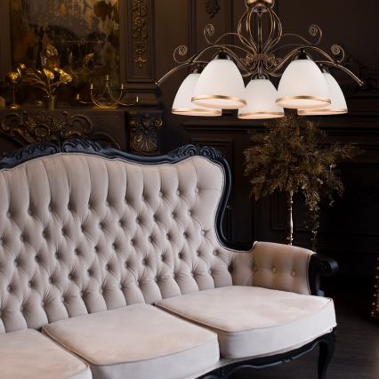 Luster na lancu RETRO II 5xE27/60W/230V crna patina