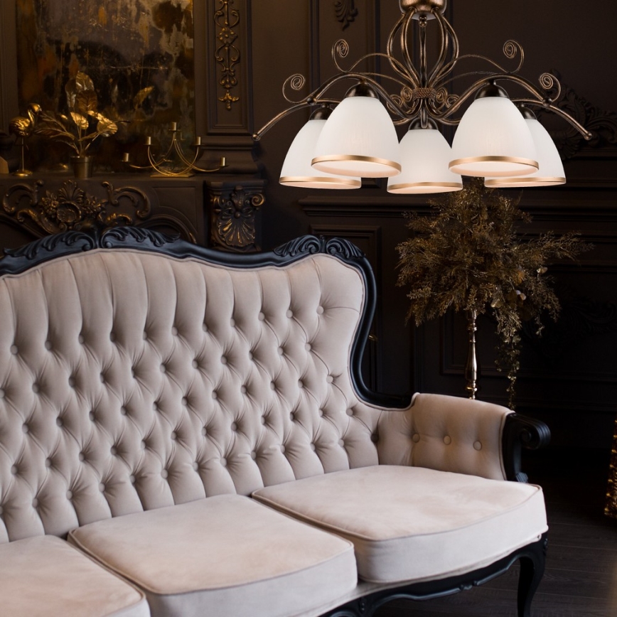 Luster na lancu RETRO II 5xE27/60W/230V crna patina