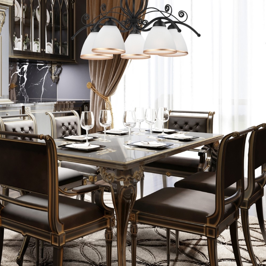 Luster na lancu RETRO II 5xE27/60W/230V mat crne boje