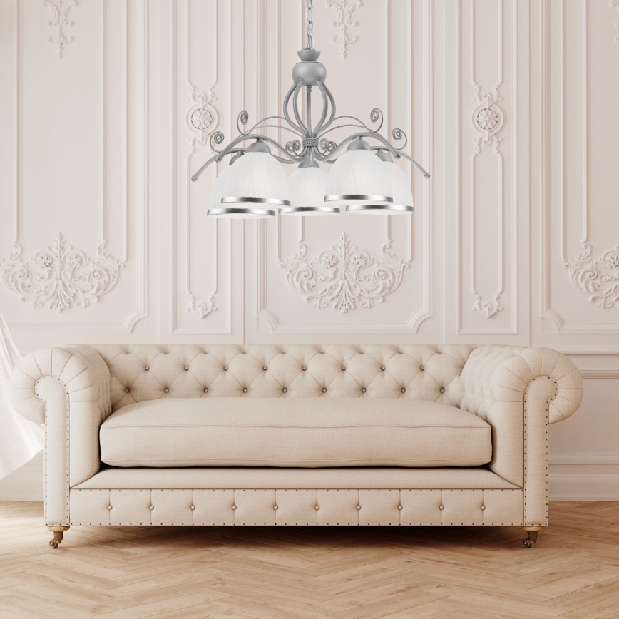 Luster na lancu RETRO II 5xE27/60W/230V srebrno