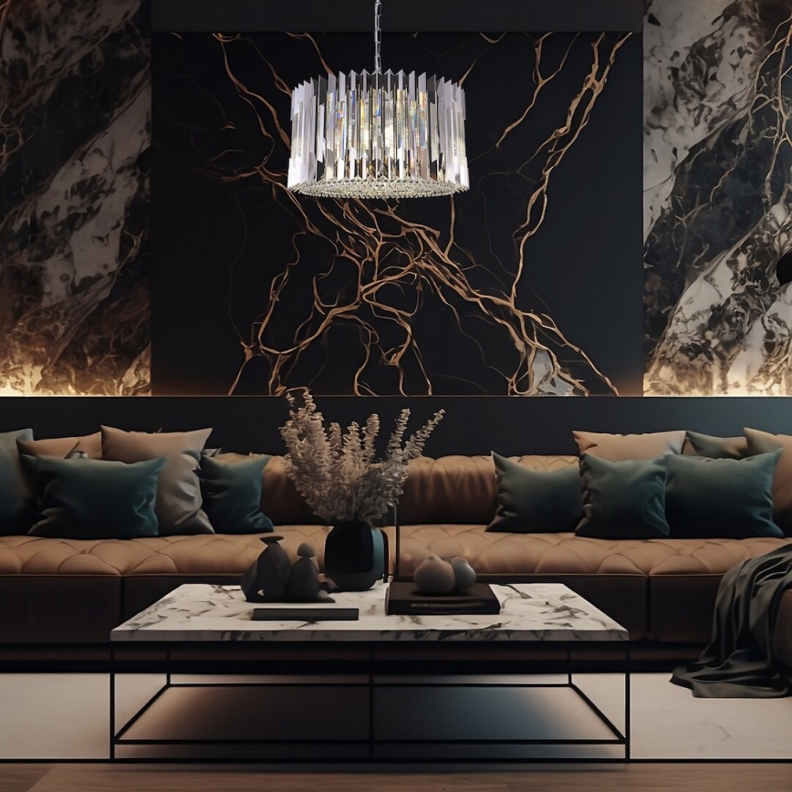 Luster na lancu RITZ 12xE14/40W/230V pr. 54 cm sjajni krom