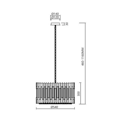 Luster na lancu RITZ 12xE14/40W/230V pr. 54 cm sjajni krom