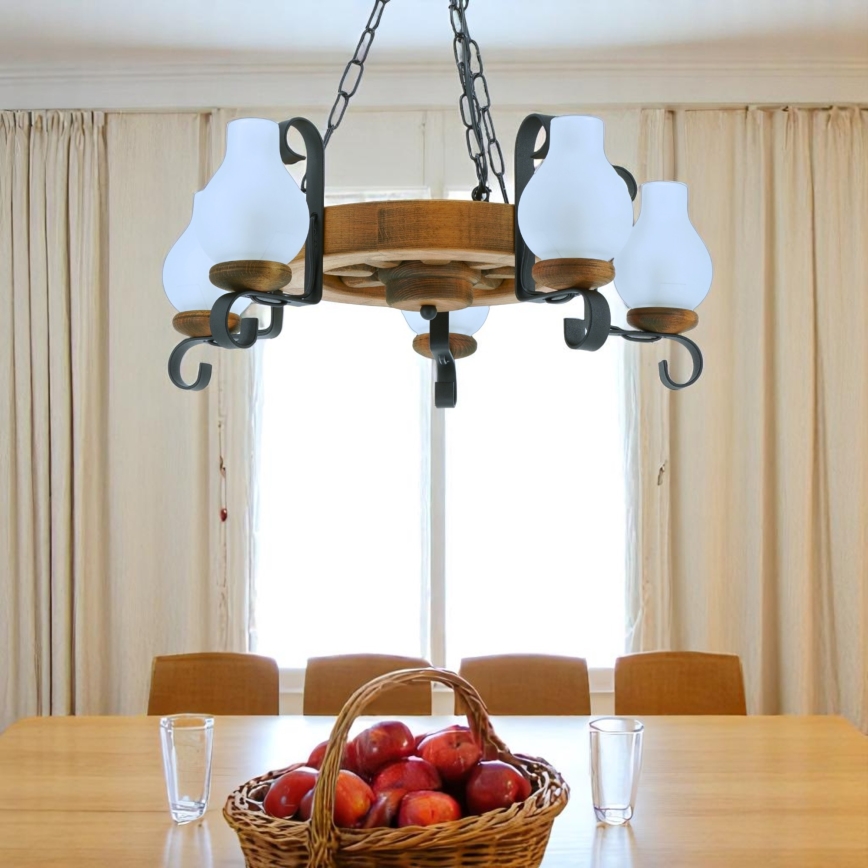 Luster na lancu ROATA 5xE14/40W/230V pr. 30 cm bukva