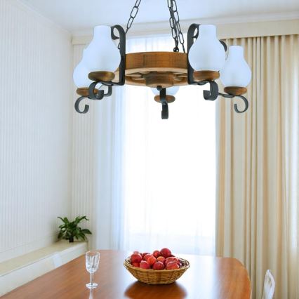 Luster na lancu ROATA 5xE14/40W/230V pr. 30 cm bukva