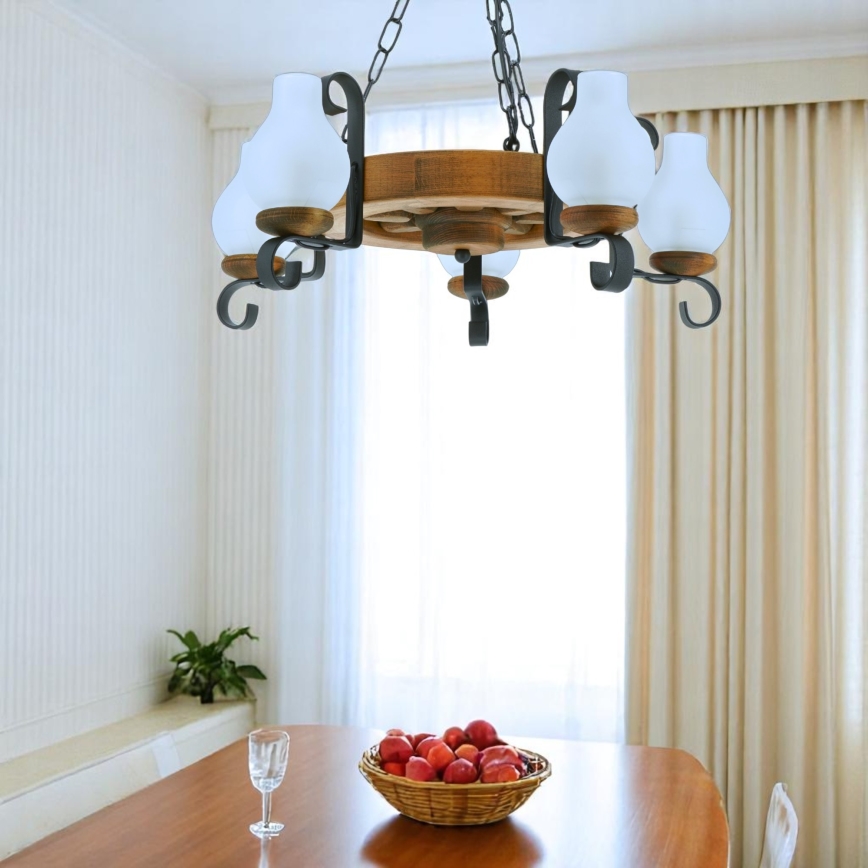 Luster na lancu ROATA 5xE14/40W/230V pr. 30 cm bukva