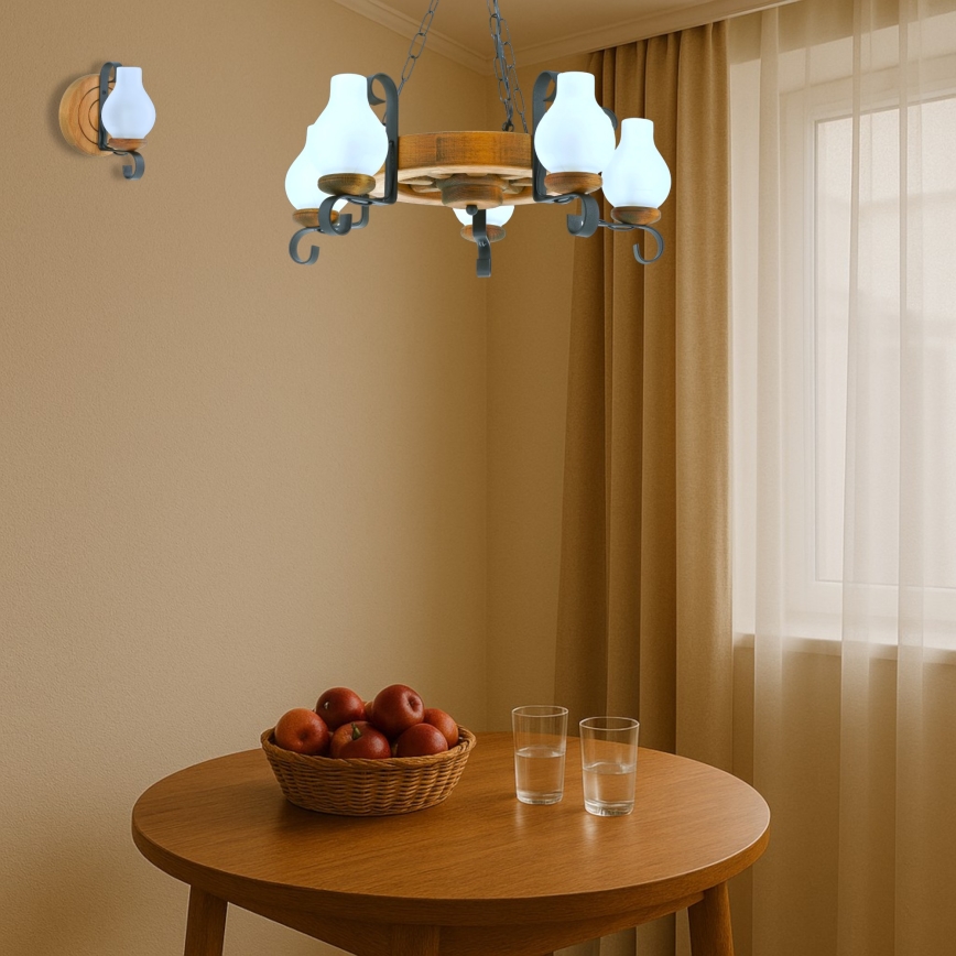 Luster na lancu ROATA 5xE14/40W/230V pr. 30 cm bukva