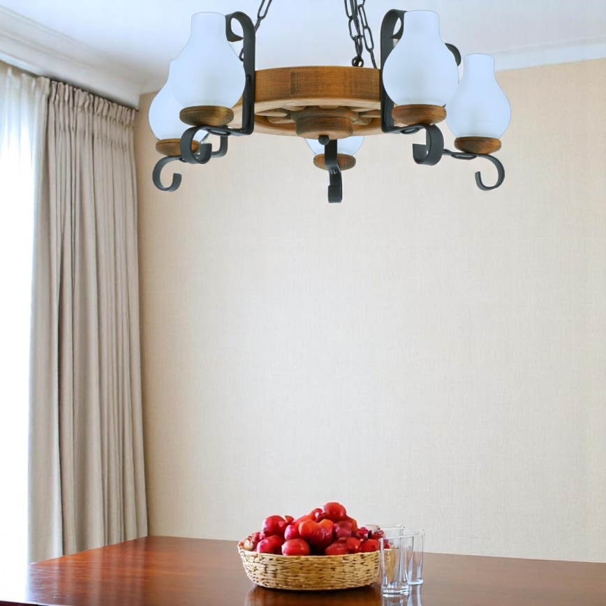 Luster na lancu ROATA 5xE14/40W/230V pr. 30 cm bukva