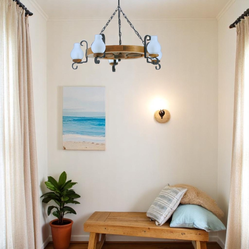 Luster na lancu ROATA 5xE14/40W/230V pr. 70 cm bukva