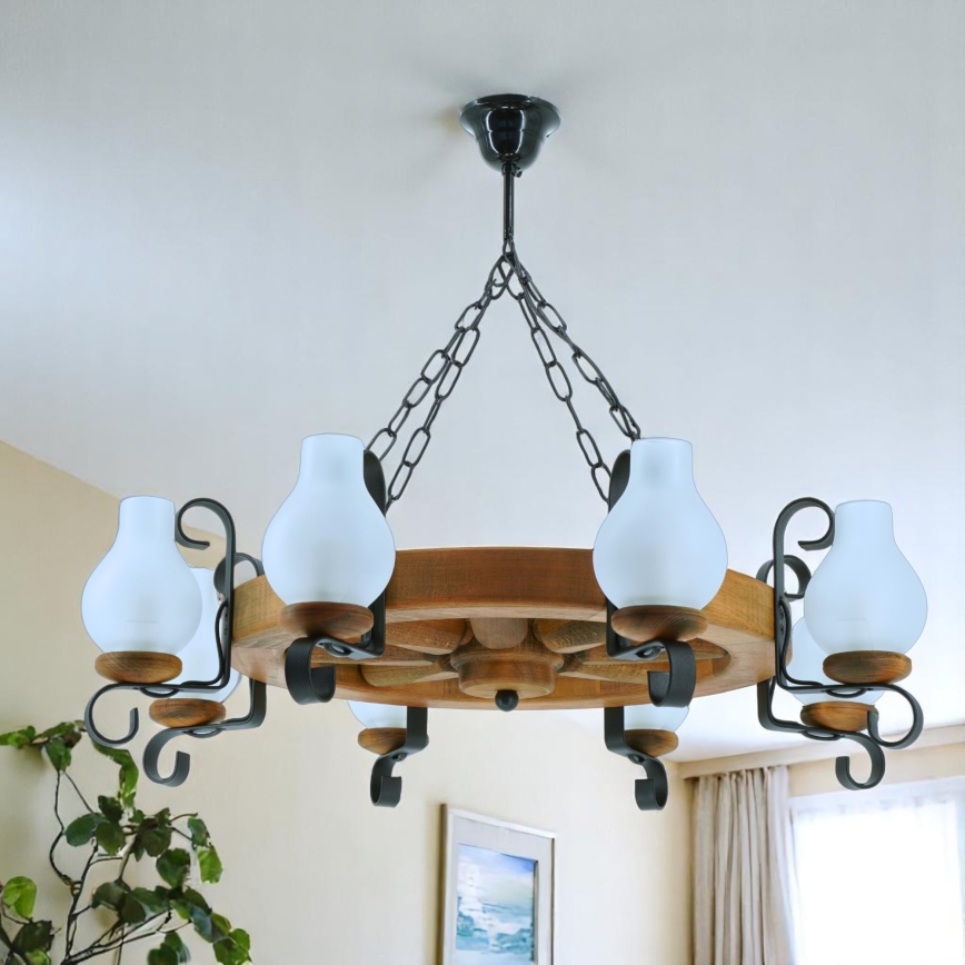 Luster na lancu ROATA 8xE14/40W/230V pr. 70 cm bukva