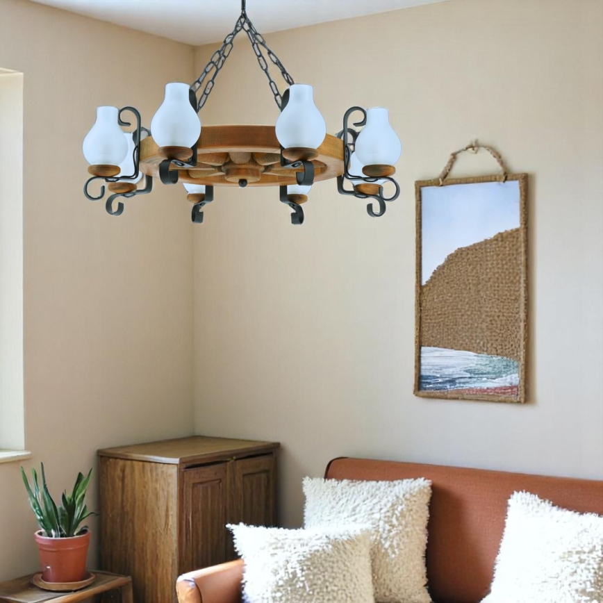 Luster na lancu ROATA 8xE14/40W/230V pr. 70 cm bukva