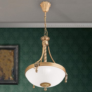 Luster na lancu ROCCA 3xE27/60W/230V pr. 32 cm bronzana/bela