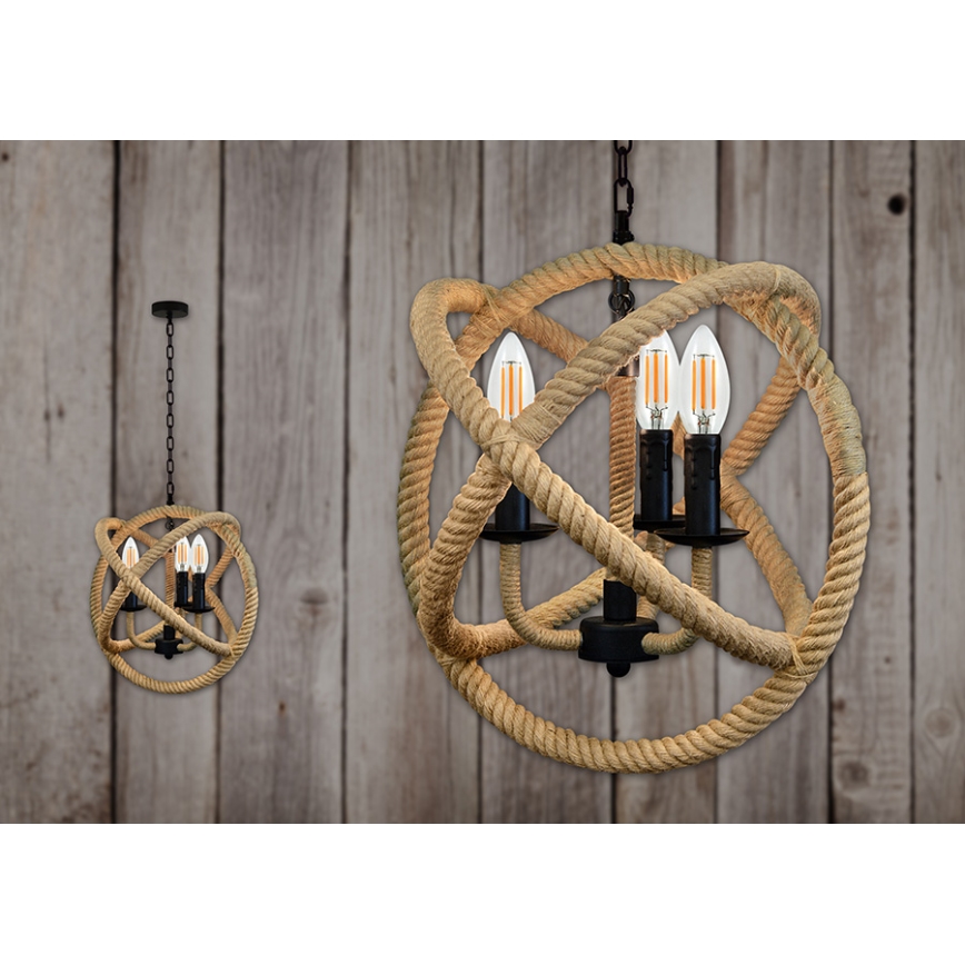 Luster na lancu ROPE GLOBO 3xE14/10W/230V