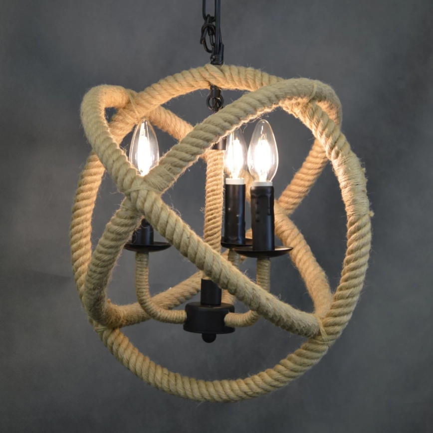Luster na lancu ROPE GLOBO 3xE14/10W/230V