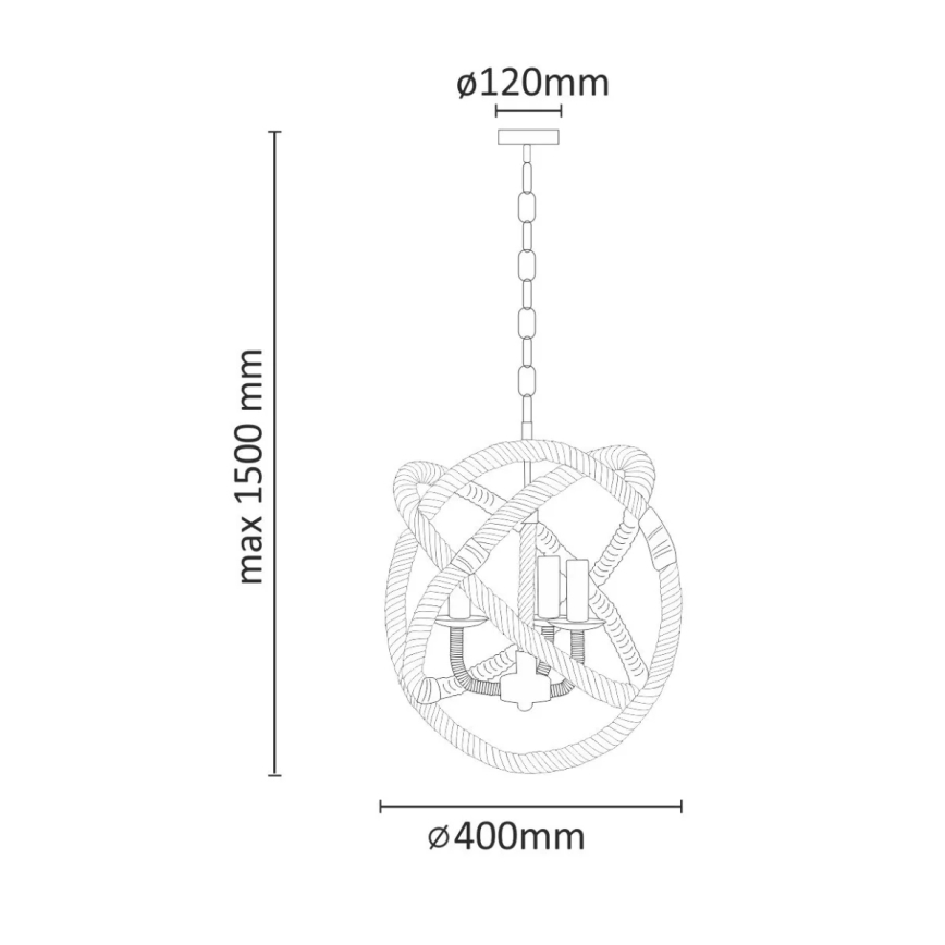 Luster na lancu ROPE GLOBO 3xE14/10W/230V