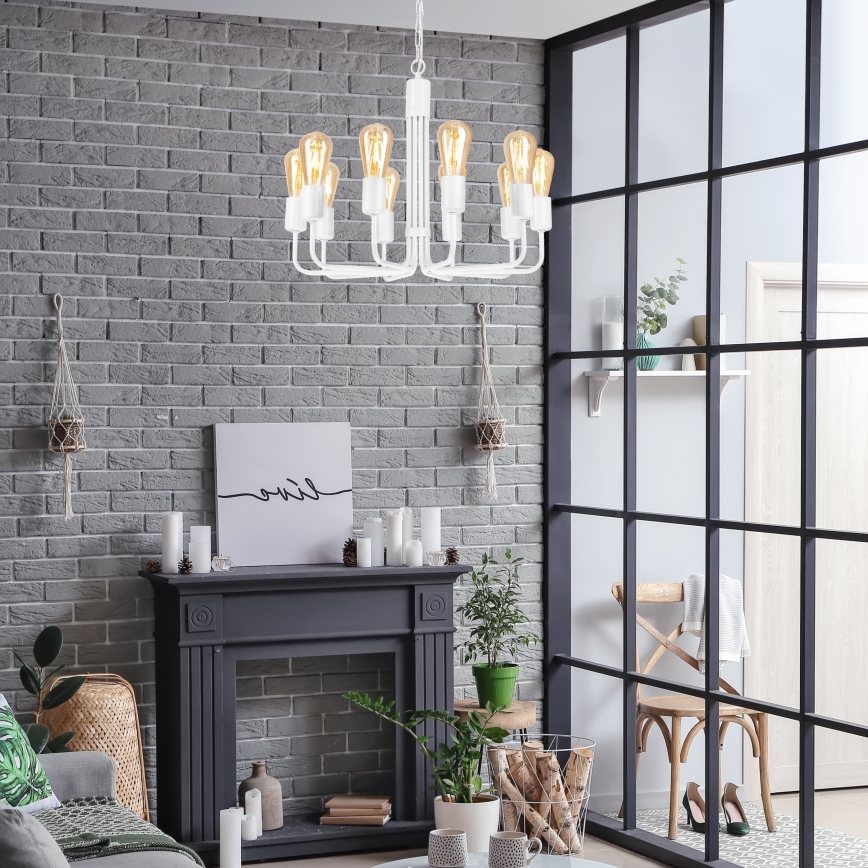 Luster na lancu TIFFANY 10xE27/60W/230V beo