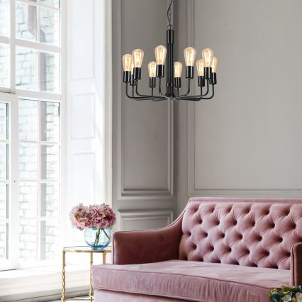 Luster na lancu TIFFANY 10xE27/60W/230V crno
