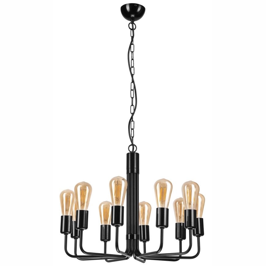 Luster na lancu TIFFANY 10xE27/60W/230V crno