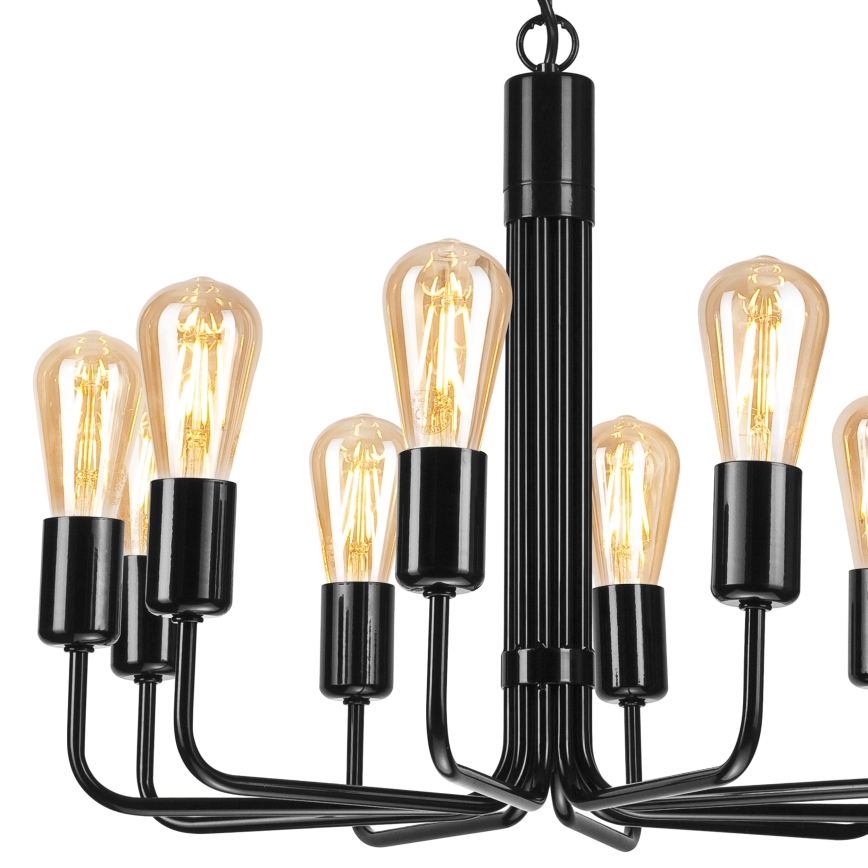 Luster na lancu TIFFANY 10xE27/60W/230V crno